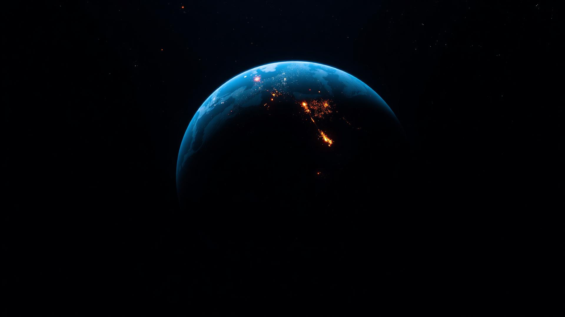 Vista da Terra a partir do espaço com órbitas de satélites